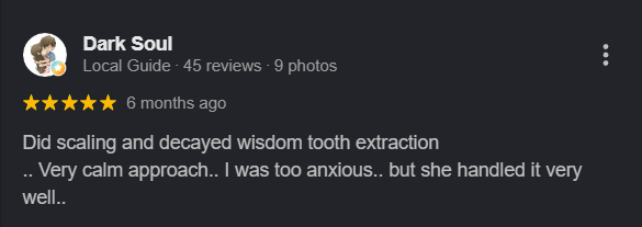 Google Review 2 for Dr R S Soujanya dental clinic, Thiruverumbur